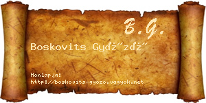 Boskovits Győző névjegykártya